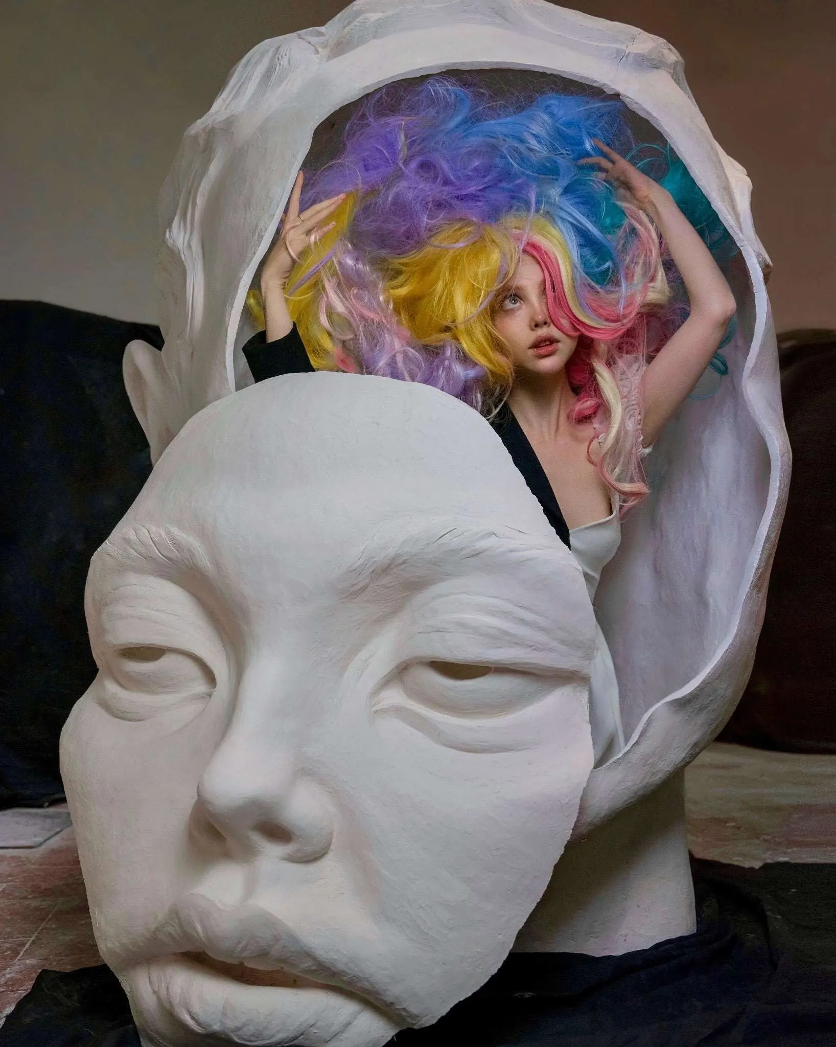 Dreamlike sculptural installation in historic space